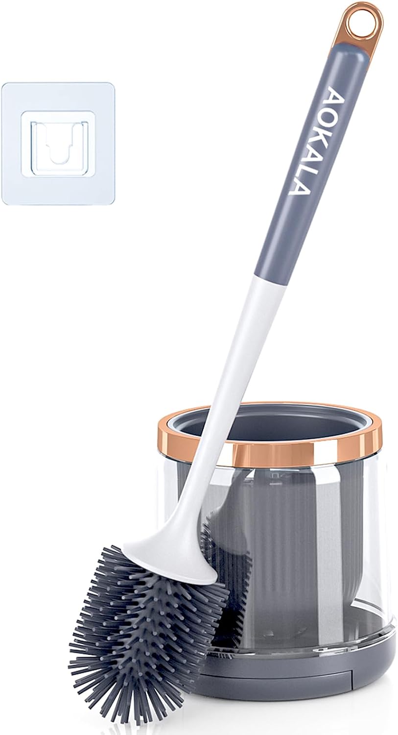 Aokala Silicone Toilet Cleaner Brush for Bathroom Deep Cleaning
