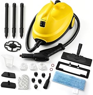 300°F Steam Cleaner for Home, 4.5 Bar, With 21 Accessories | Floor, Window, Oven, Grout, Furniture| Kitchen, Bathroom| 1.5L Tank| 5M Power Cord| Steamer Cleaning| Safety Lock| Yellow
